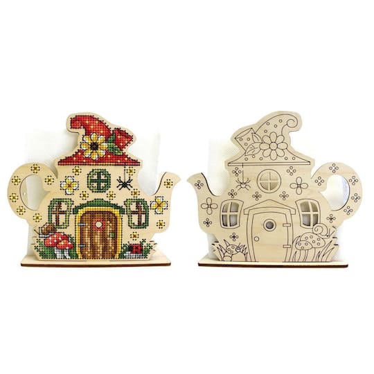 MP Studia Fairytale House. Napkin Holder Cross Stitch On Wood Kit